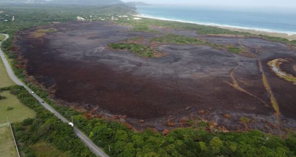 VÍDEO | Imagens de drone mostram incêndio e destruição no Peró, em Cabo Frio