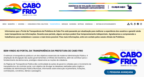 Prefeitura de Cabo Frio fica em quarto lugar no ranking da transparência pública regional